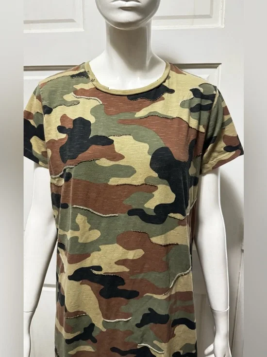 POLO RALPH LAUREN Camo Short Sleeve Tee Dress - Green & Brown Camouflage size L - Picture 5 of 10